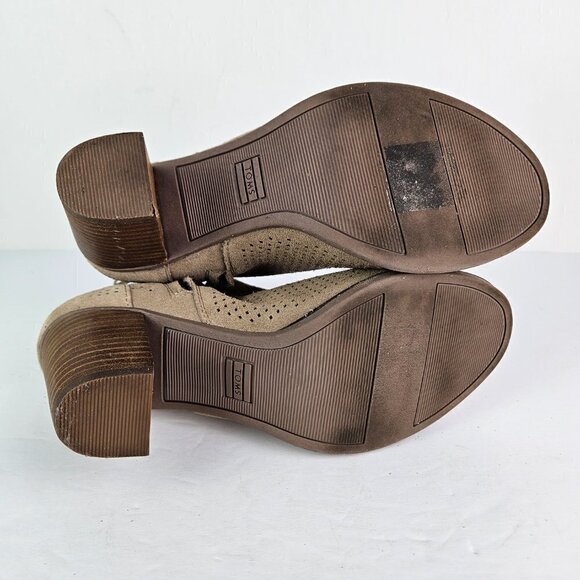 Toms Majorca Perforated Suede Peep Toe Boot Stucco (Tan) 7.5 10004963 - Picture 10 of 12